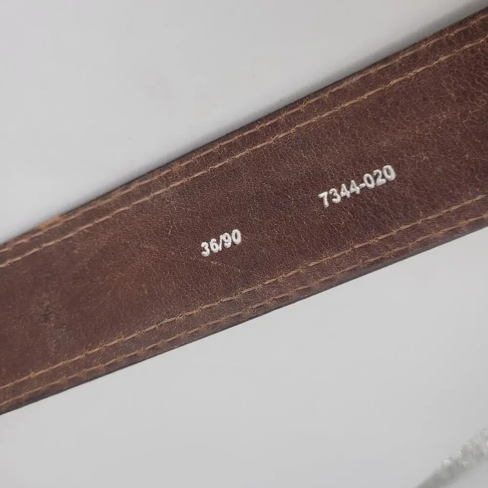 Larry Mahan Belt 36 Brown Leather‎ Cow Hair Studded Tooled Western Cowboy Rodeo